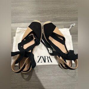 Zara Combination Tied Jute Espadrilles Size 39 (8.5 USA) (Never worn)